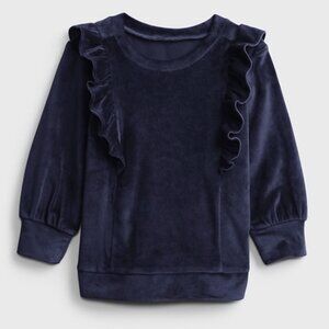 Gap Velour Ruffle Tunic Top Navy Blue 18-24 Mons